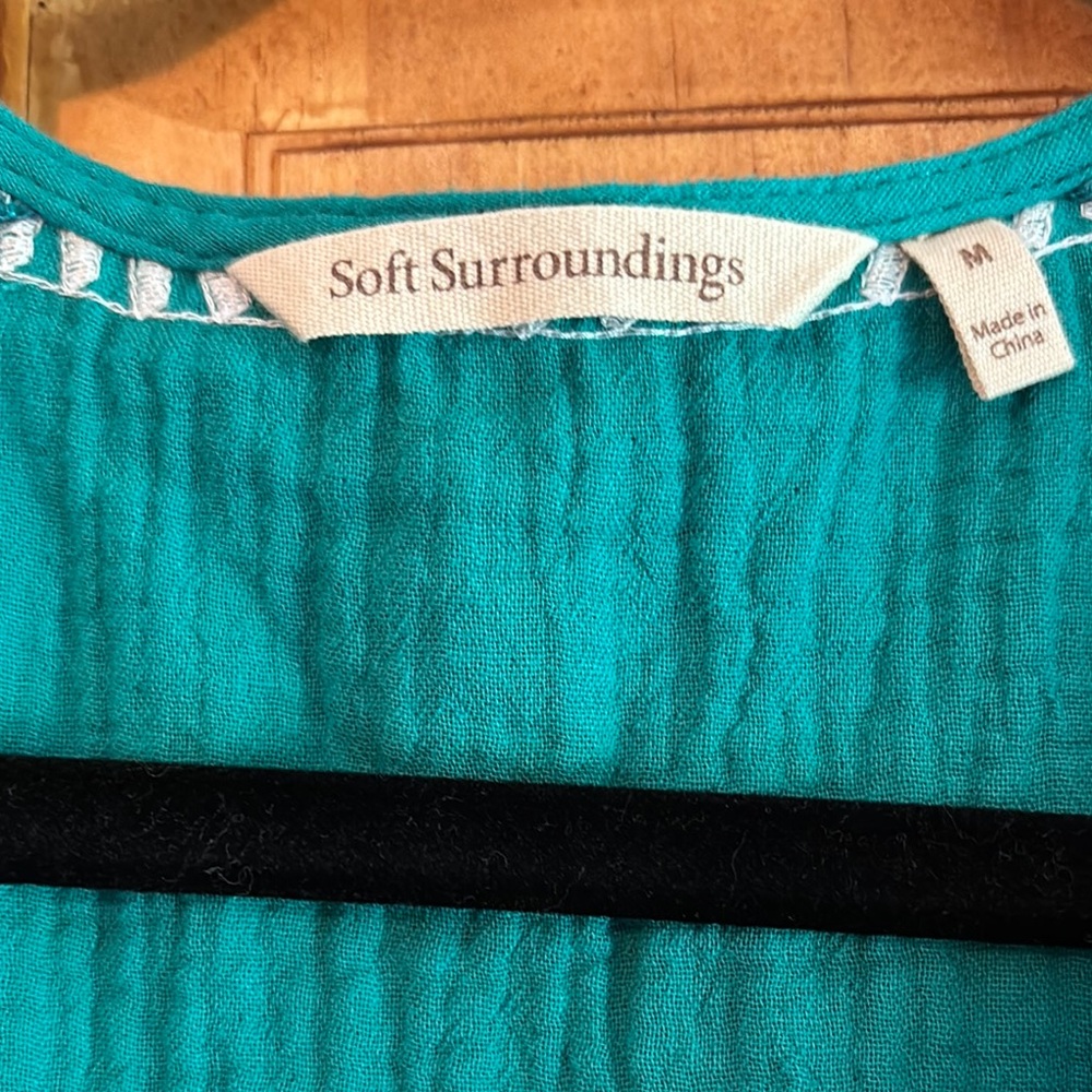 Soft Surroundings Teal and White Midi Dress - Picture 2 of 13